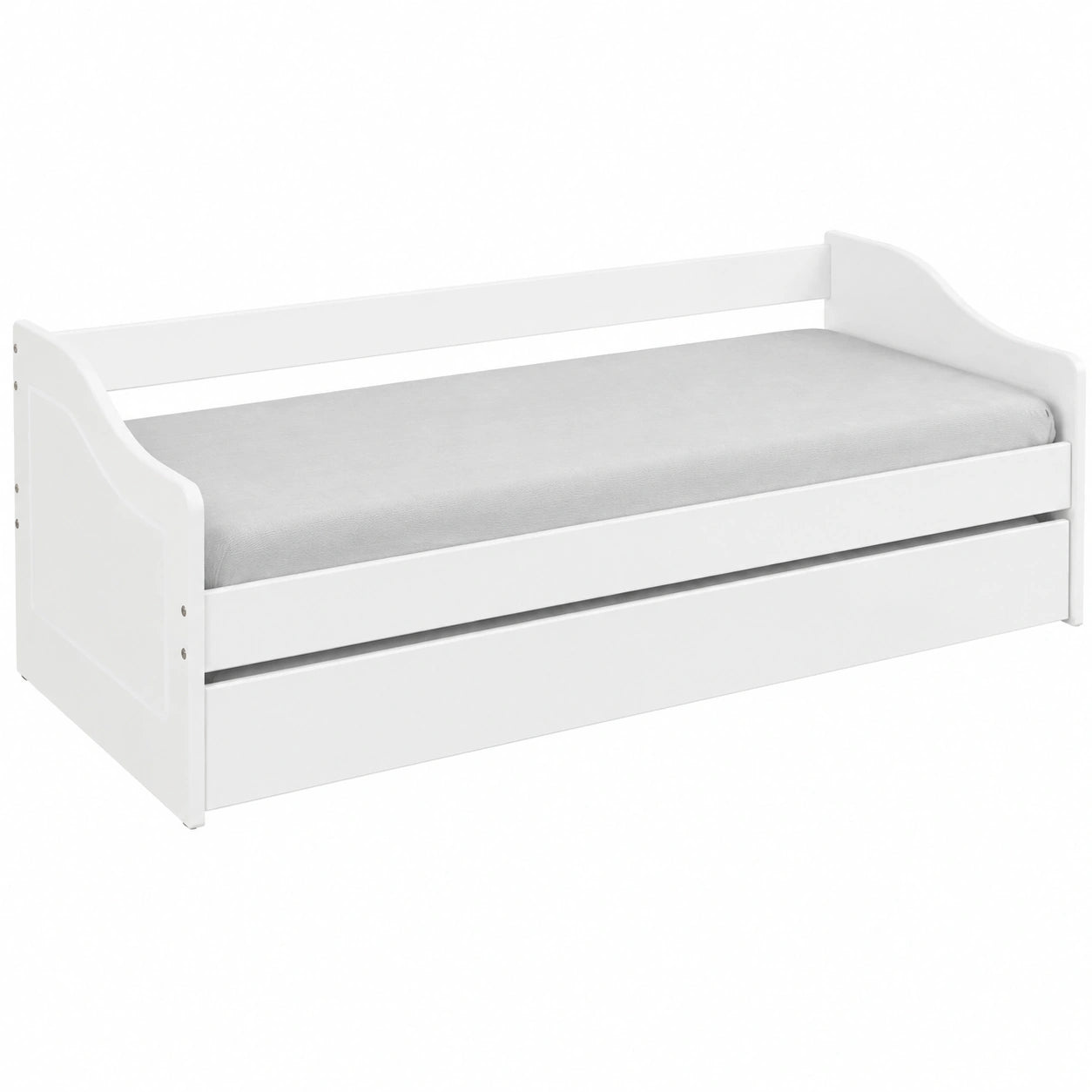 Lit Gigogne Blanc 90x190cm en Pin Massif