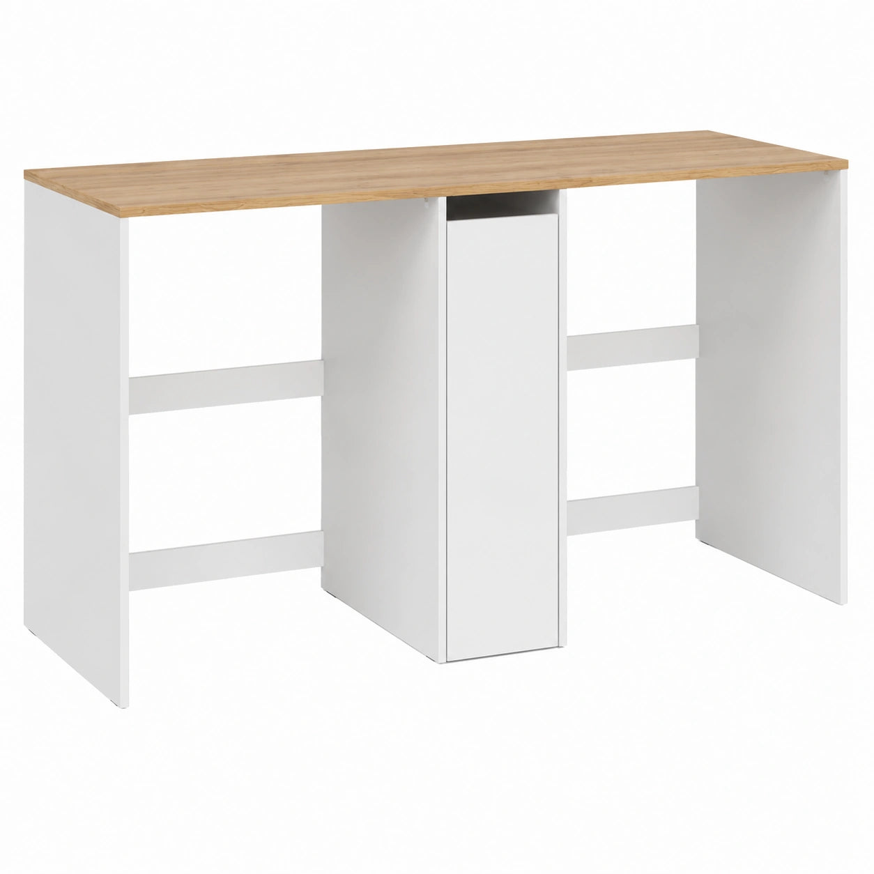 Armoire de Salle de Bain pour Machine à Laver avec Rangements, Blanc/Chêne