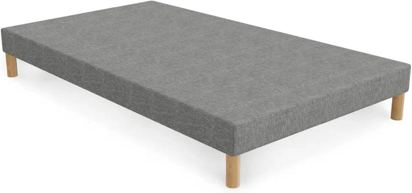 Cadre de Lit en Tissu Gris avec Pieds en Bois 80x200 cm - Mobilier Printemps