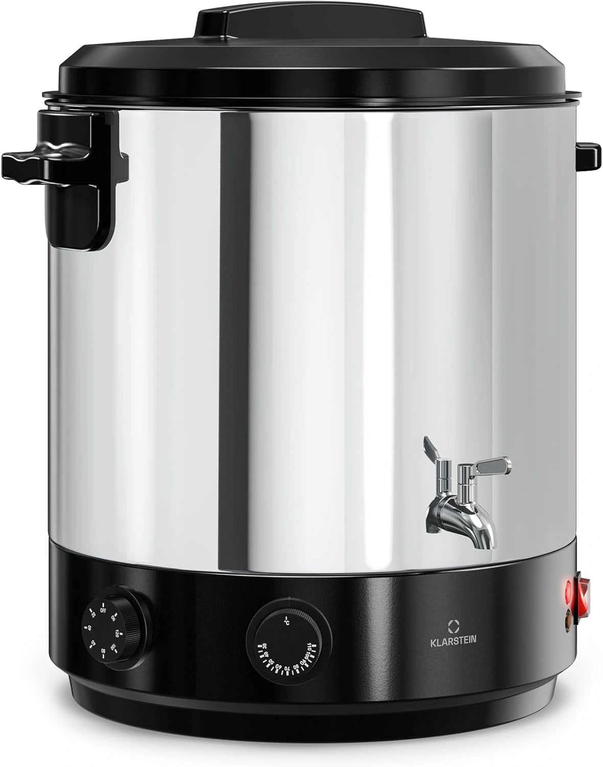 St¨¦rilisateur Klarstein Biggie 25L en Acier Inoxydable, 1800W, Thermostat et Minuterie, Robinet Inclus