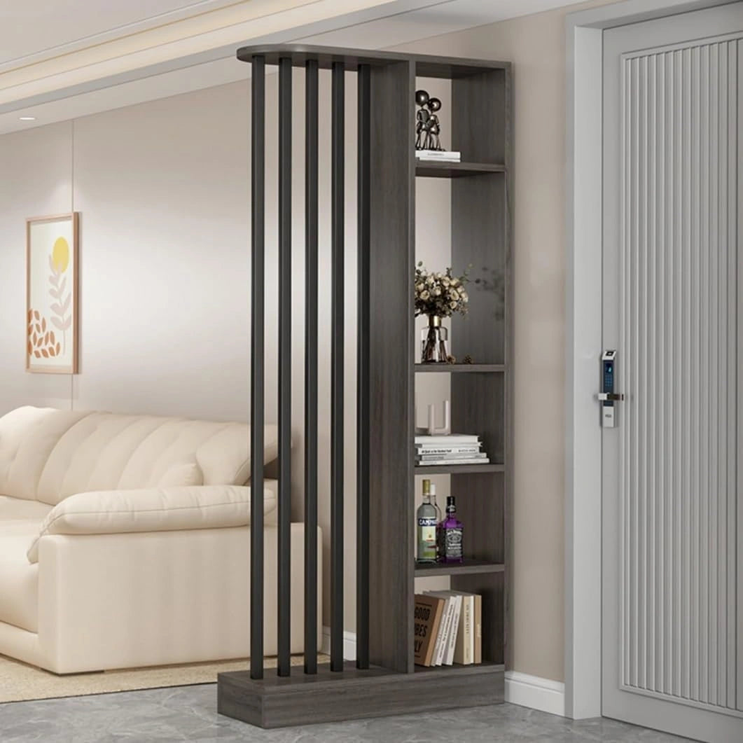 Cloison en bois multifonctionnelle avec ¨¦tag¨¨res - S¨¦paration d'espace pour maison et bureau