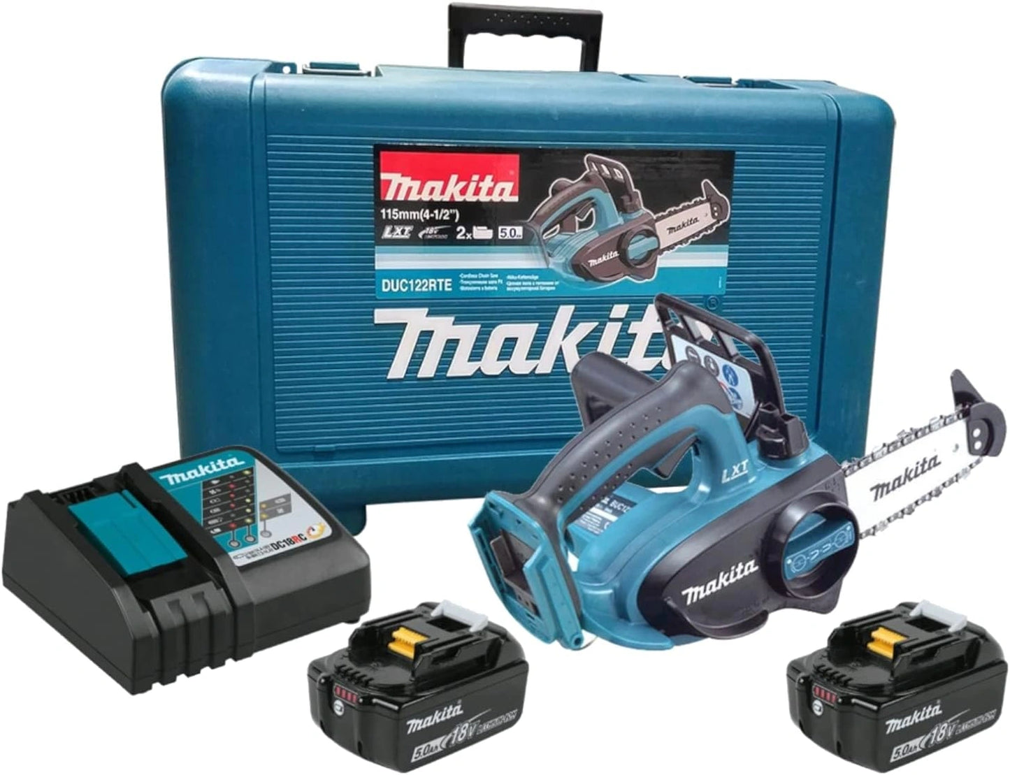 Scie ¨¤ cha?ne sans fil MAKITA 18V DUC122RTE avec 2 batteries 5,0 Ah et chargeur