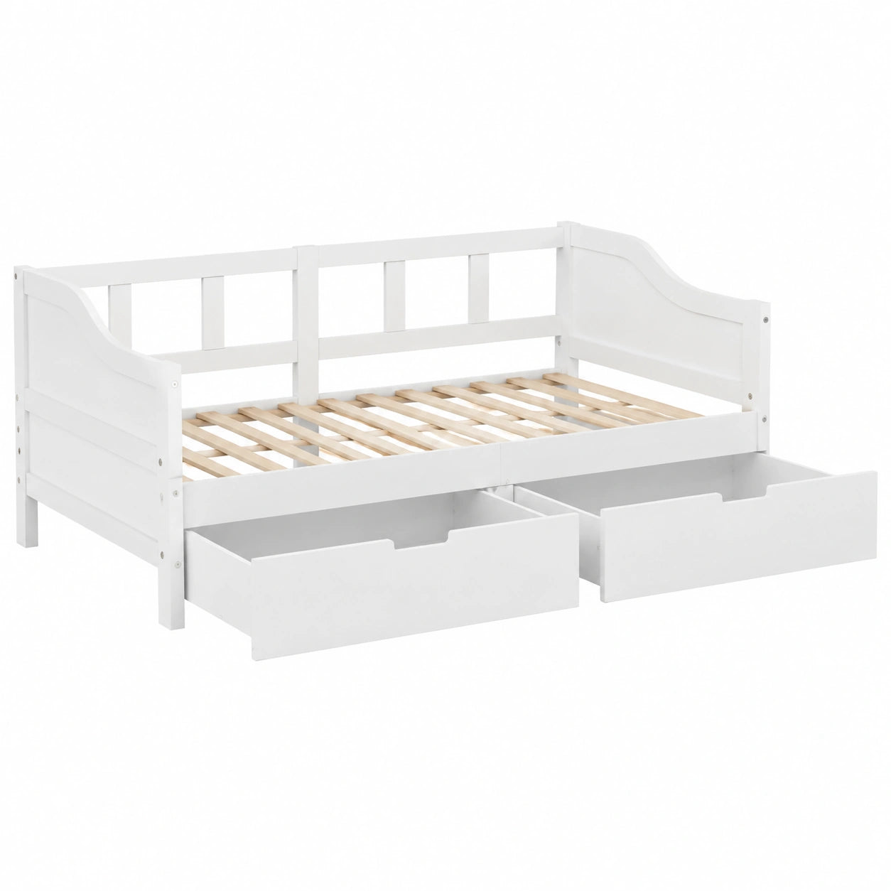 Lit gigogne extensible avec tiroirs 90/180 x 200 cm pour chambre ou salon, cadre bois blanc