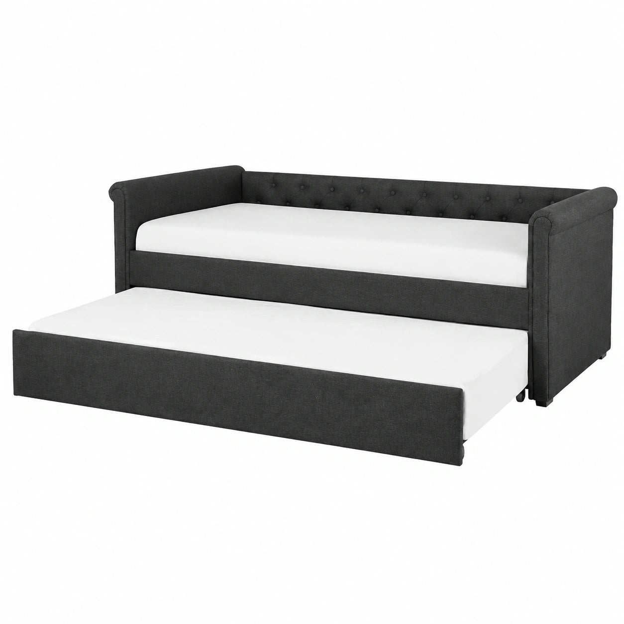 Lit Banquette en Tissu Gris Foncé 80 x 200 cm pour Chambre Élégante