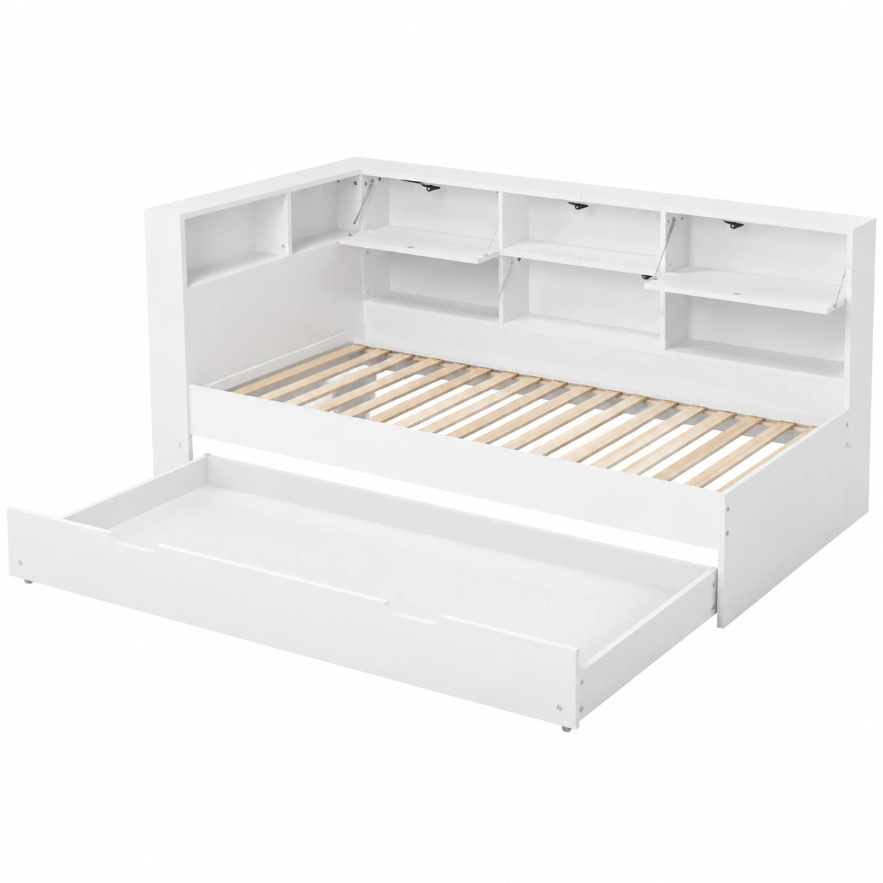 Lit de jour multifonctionnel avec rangements intégrés et ports USB
