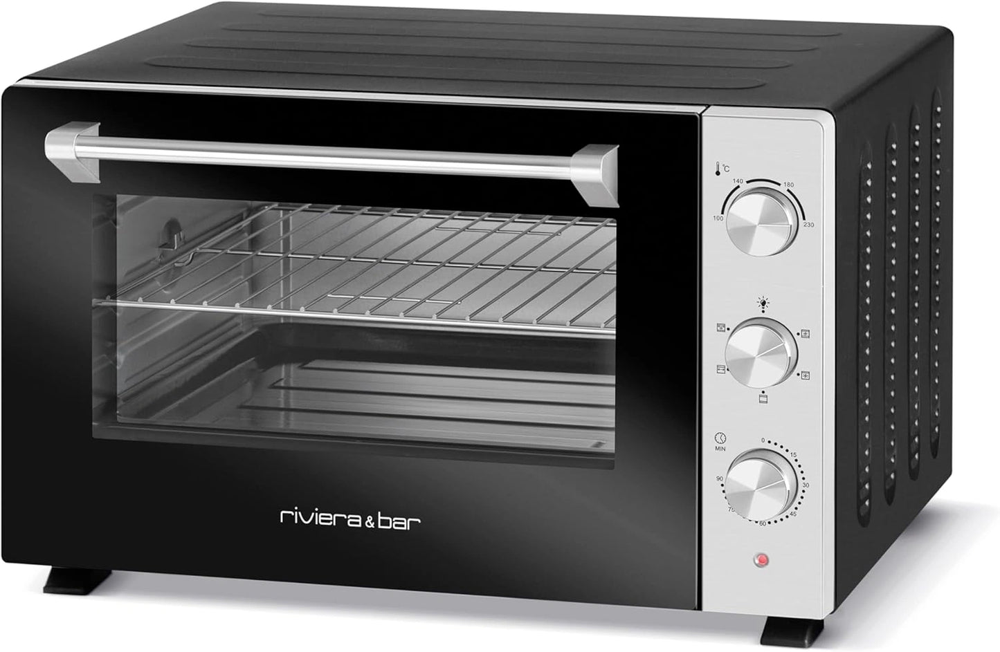 Four ¨¦lectrique Posable 30L, Inox, 1500W - 5 Modes de Cuisson, Minuterie 90 min, Double Paroi Isolante - Riviera & Bar Noir Mat