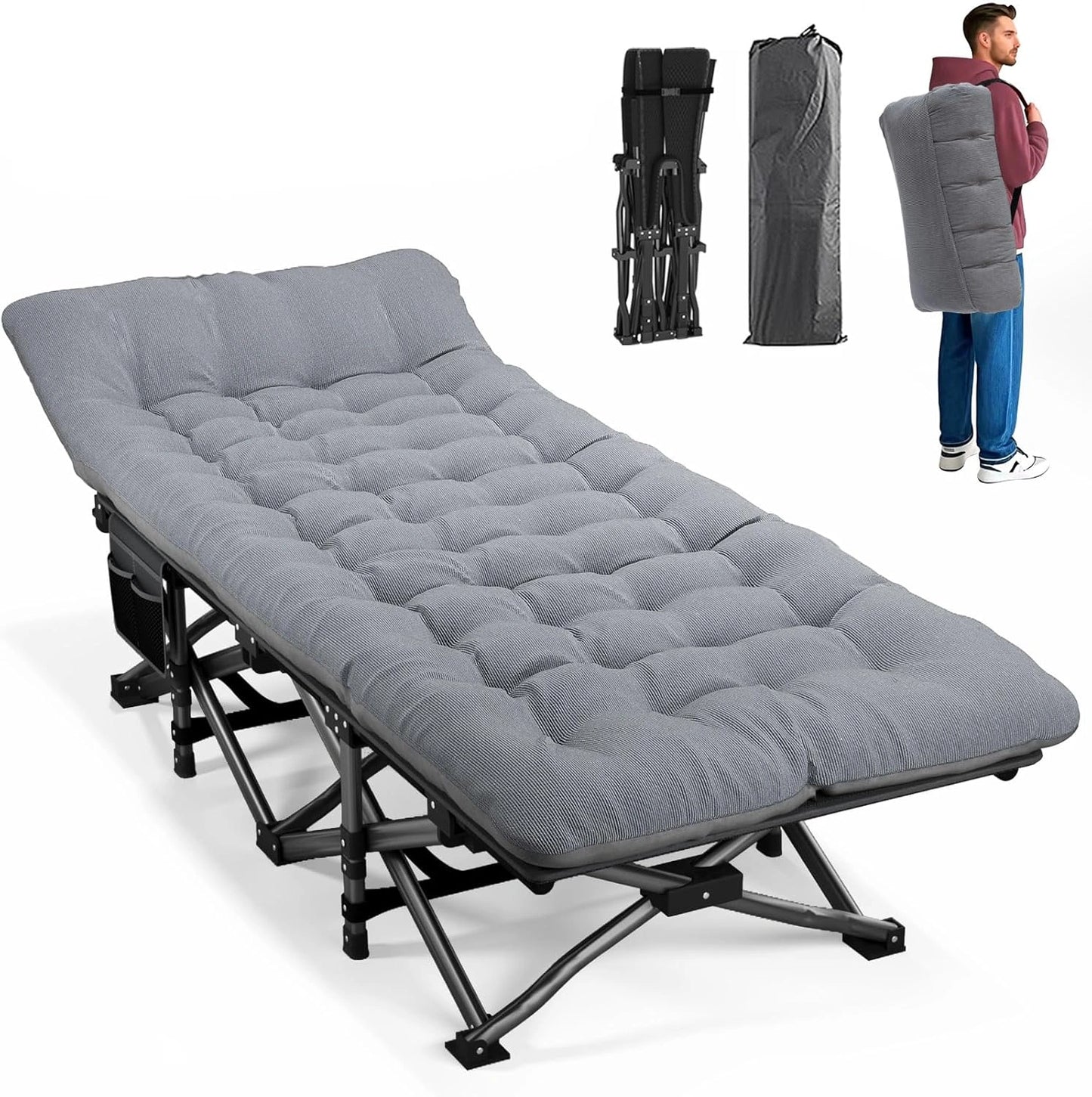 Lit de Camping Pliable ATORPOK - Capacit¨¦ 200 kg pour Adultes - Parfait pour Bureau, Voyage et Ext¨¦rieur