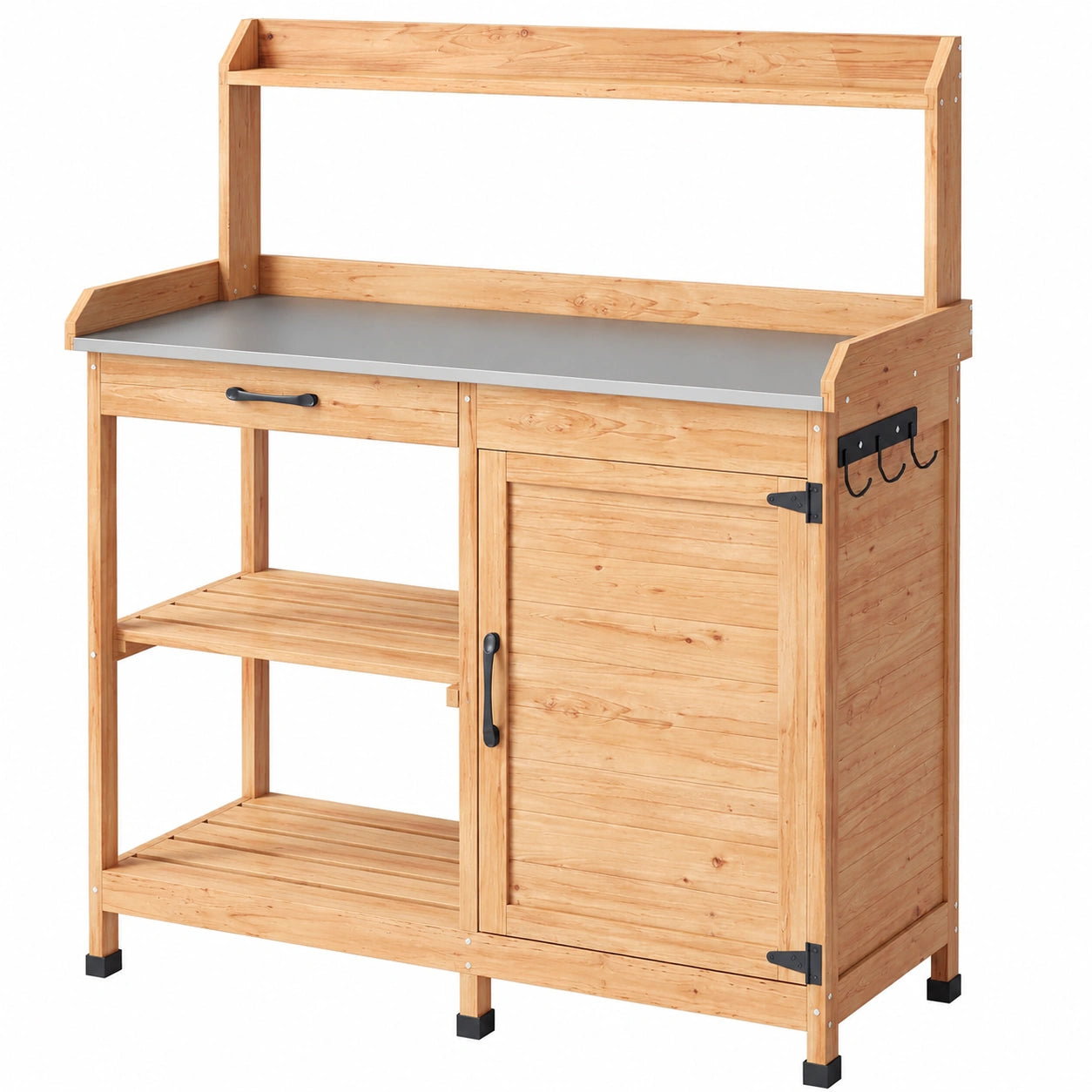Table de travail en bois pour jardin avec tiroirs, idéale pour balcon ou terrasse