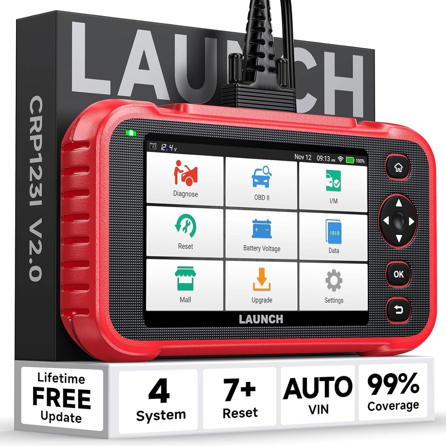 Valise de Diagnostic Auto Launch CRP123I V2.0, Outil pour 4 Syst¨¨mes avec 7 Fonctions de R¨¦initialisation