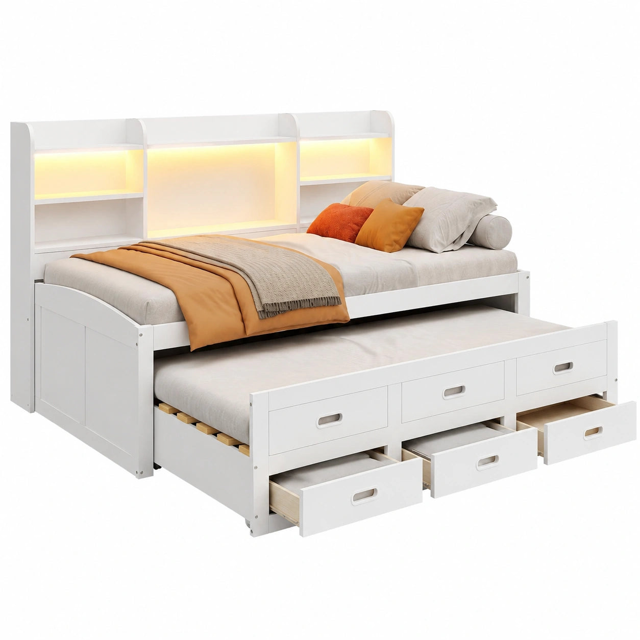Canapé-lit Multifonctionnel avec Éclairage LED et Espace de Rangement