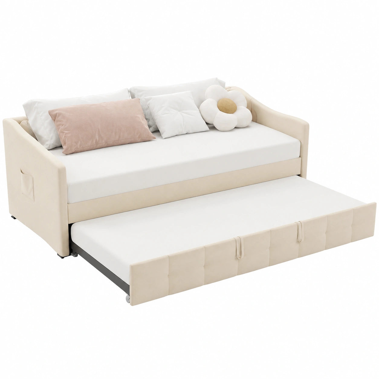 Lit gigogne extensible avec sommier à lattes