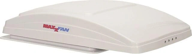 Ventilateur de Toit MAXXAIR Maxxfan Deluxe 12V, T¨¦l¨¦commande et Thermostat, Blanc, 10 Vitesses, Protection Pluie, pour Camping-Car, 35,5 x 35,5 cm