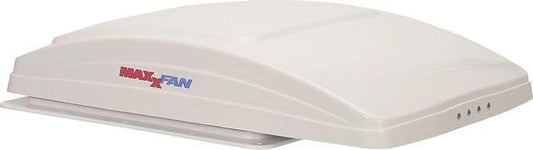 Ventilateur de Toit MAXXAIR Maxxfan Deluxe 12V, T¨¦l¨¦commande et Thermostat, Blanc, 10 Vitesses, Protection Pluie, pour Camping-Car, 35,5 x 35,5 cm