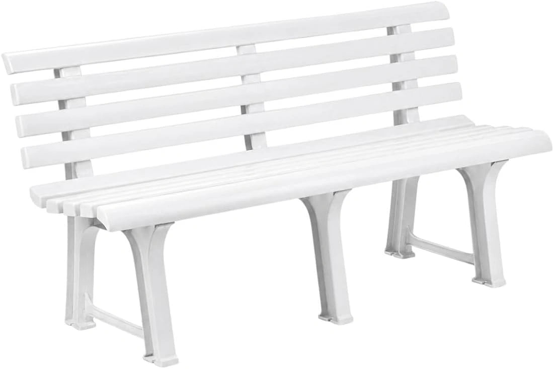 Banc de Jardin en PVC Blanc pour Terrasse - Mod¨¨le Orchid¨¦e 145x49x74 cm