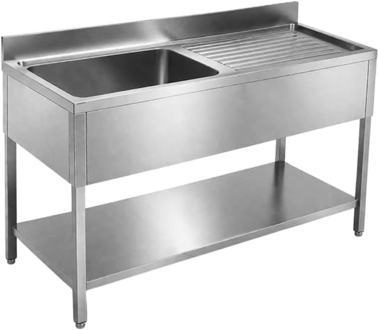 ¨¦vier Professionnel en Inox avec ¨¦tag¨¨re et ¨¦gouttoir 120x60 cm