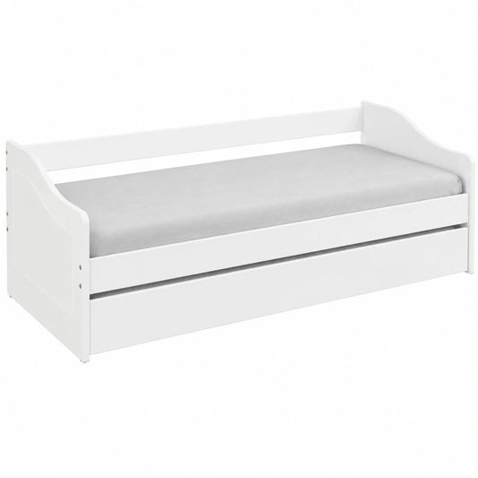 Lit Gigogne Blanc 90x190cm en Pin Massif