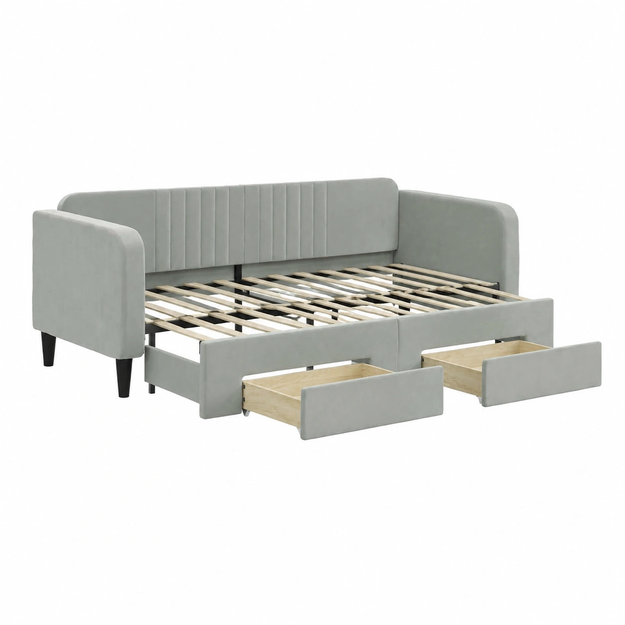 Lit de Jour avec Rangement en Velours Gris Clair 80x200cm