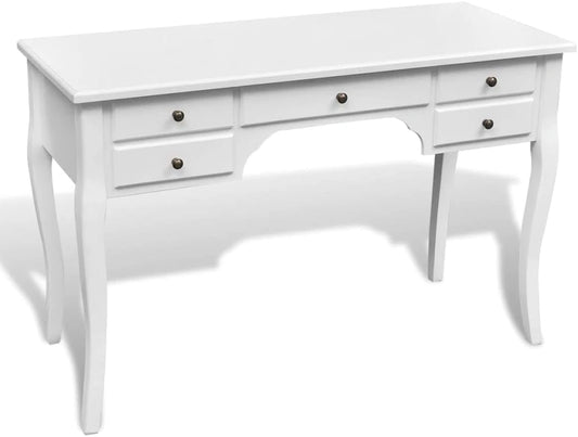 Bureau en bois ¨¦l¨¦gant avec pieds courb¨¦s et cinq tiroirs