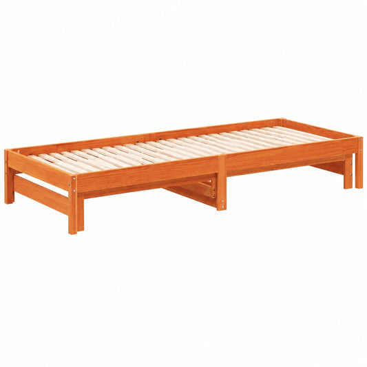 Lit de Jour avec Lit Gigogne 80x200 cm en Pin Massif Marron