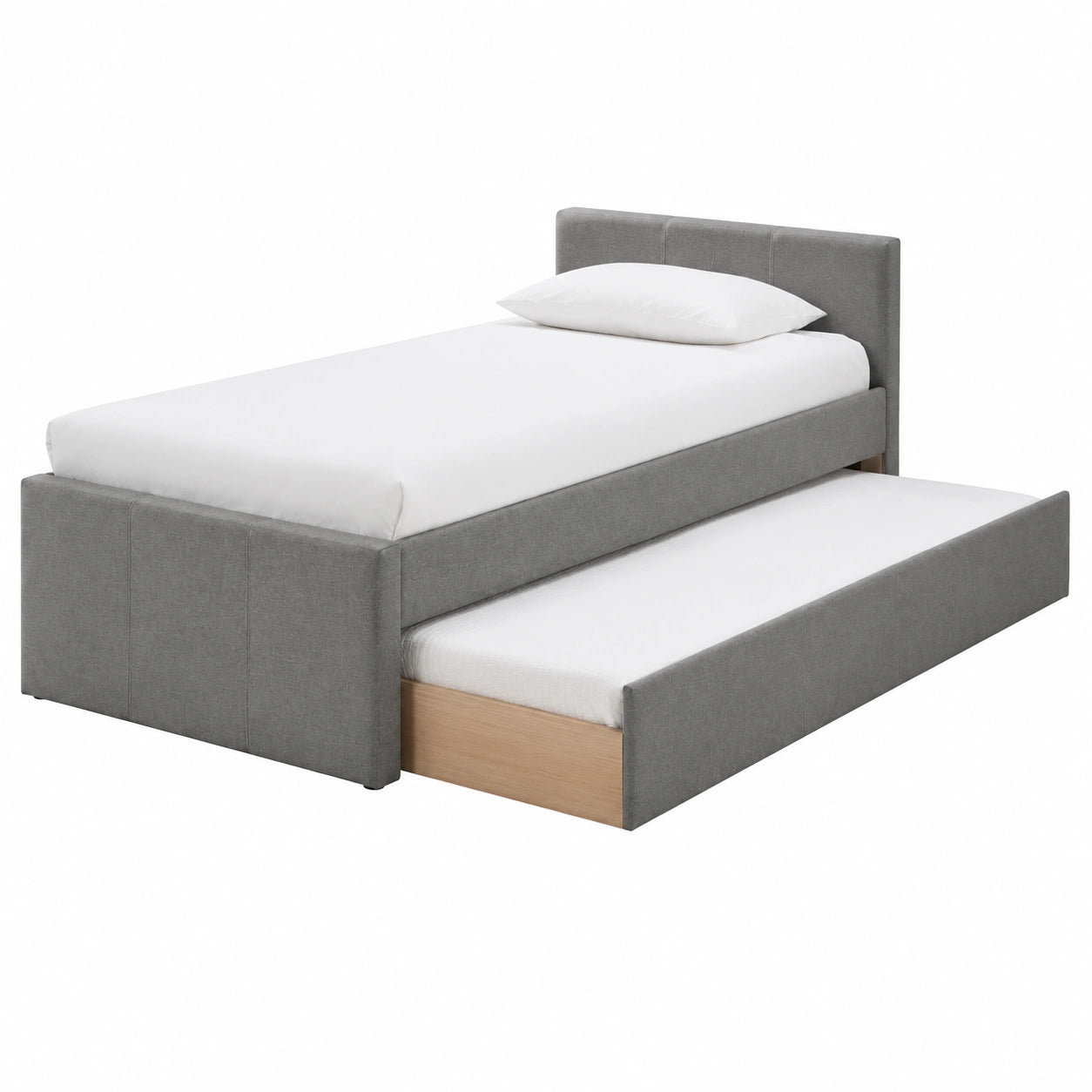 Lit gigogne en tissu gris 90x190 cm