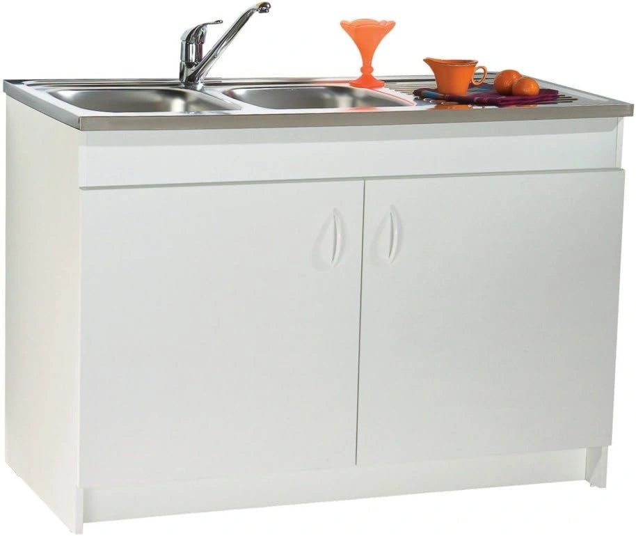 Meuble sous-¨¦vier 80 cm avec 2 portes, blanc, certifi¨¦ HLM