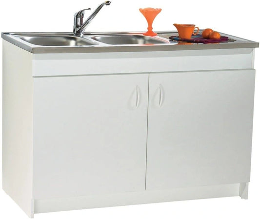 Meuble sous-¨¦vier 80 cm avec 2 portes, blanc, certifi¨¦ HLM