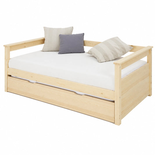 Lit gigogne en bois naturel 80x190 cm