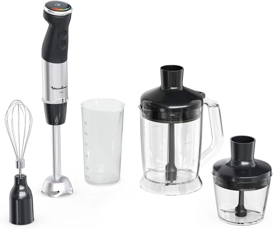Moulinex Mixeur Plongeant Quickchef+, 1000W, 20 Vitesses, Turbo, Accessoires Inclus, Noir