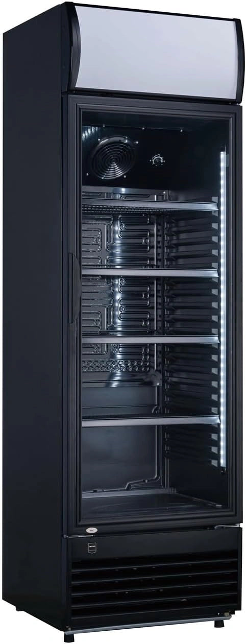 R¨¦frig¨¦rateur ¨¤ Boissons METRO Professional avec Porte Vitr¨¦e et Serrure, 324L, Noir, 62x63.6x201.1cm, Refroidissement Ventil¨¦, 180W