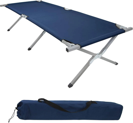 Lit de Camp Pliable 190 x 64 cm, R¨¦sistant et Portable, 180 kg, Id¨¦al pour Camping et Voyage, Bleu