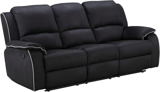 Canap¨¦ Relax 3 Places en Microfibre Noir Hernani - Vente Unique