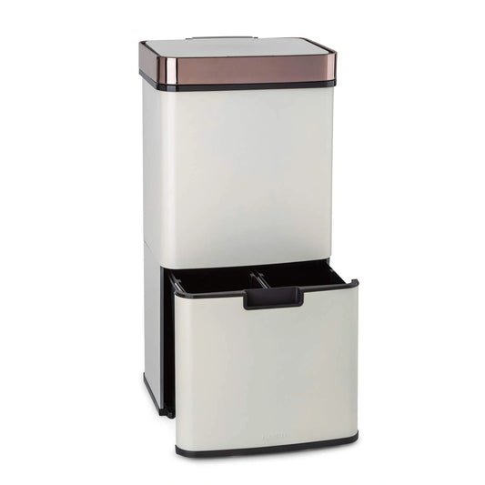 KLARSTEIN Royal Trash - Poubelle capteur 72L, tri s¨¦lectif 4 bacs, 43L r¨¦siduels, 2x12,5L recyclables, couvercle 4L, auto ouverture/fermeture - or rose