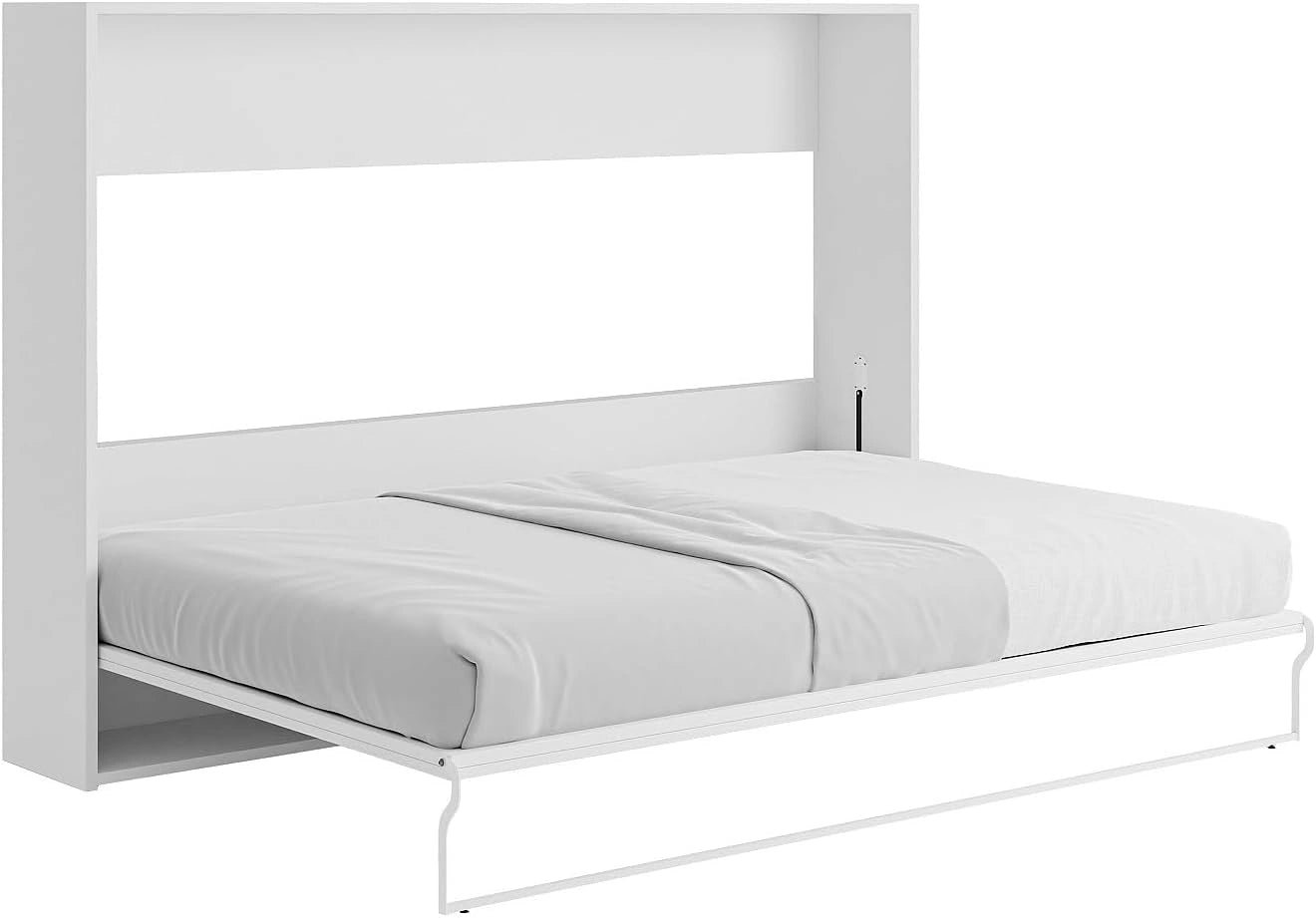 Lit Escamotable Malina II 140x200 cm - Ouverture Horizontale Manuelle - Blanc/Gris