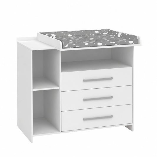 Commode à langer transformable avec tiroirs, blanc, 113x100 cm