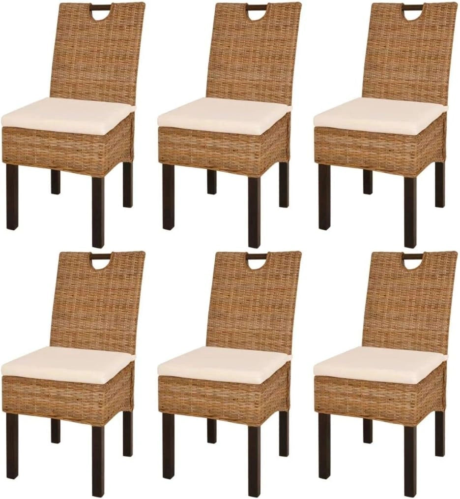 Ensemble de 6 Chaises de Salle ¨¤ Manger en Rotin Kubu et Bois de Manguier