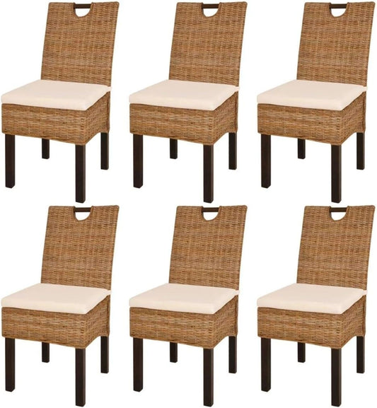 Ensemble de 6 Chaises de Salle ¨¤ Manger en Rotin Kubu et Bois de Manguier