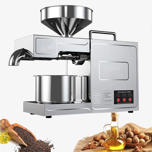 Presse ¨¤ Huile Automatique 820W - Extracteur Chaud/Froid en Acier Inoxydable