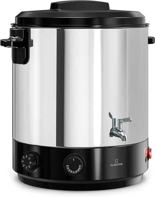 St¨¦rilisateur Klarstein Biggie 25L en Acier Inoxydable, 1800W, Thermostat et Minuterie, Robinet Inclus