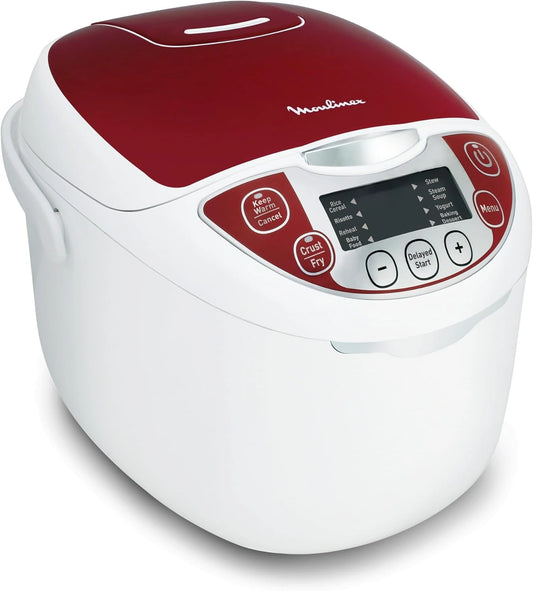 Moulinex Multicuiseur Intelligent 12-en-1, Facile ¨¤ Nettoyer, Pratique et Simple d'Utilisation, Mod¨¨le MK7051F1 Rouge/Blanc