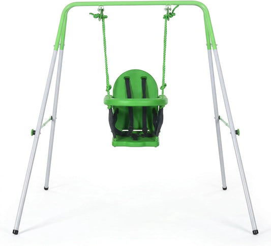 Outsunny Portique Balan?oire B¨¦b¨¦ 6-36 Mois 25 kg, Acier, Vert, Anti-D¨¦rapant, Int¨¦rieur/Ext¨¦rieur, 122 cm