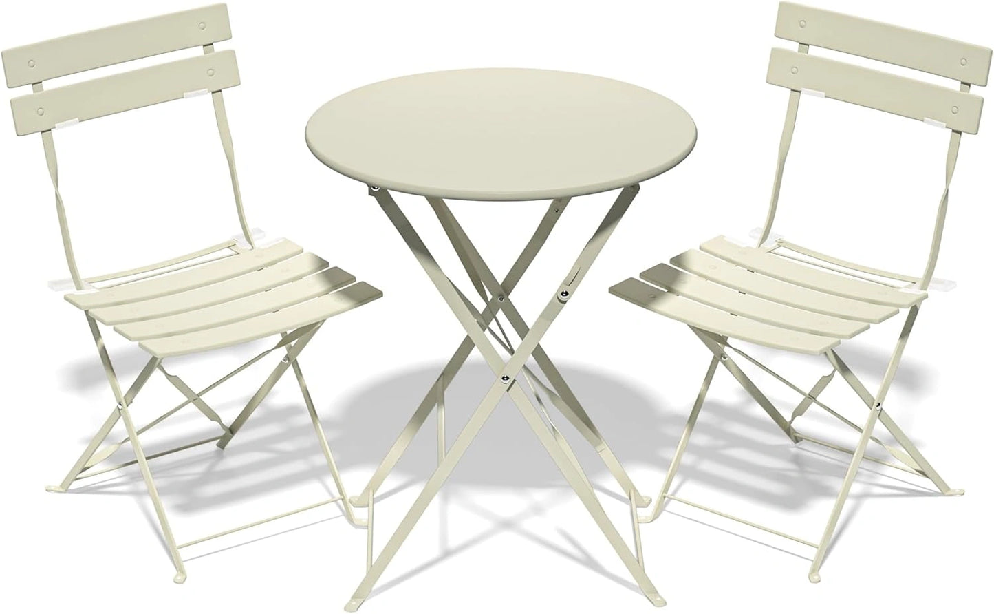 Ensemble de Jardin Pliable : Table Bistrot et 2 Chaises pour Balcon Compact, R¨¦sistant aux Intemp¨¦ries, Abricot
