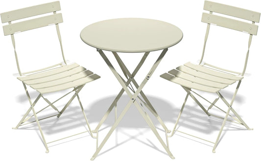 Ensemble de Jardin Pliable : Table Bistrot et 2 Chaises pour Balcon Compact, R¨¦sistant aux Intemp¨¦ries, Abricot