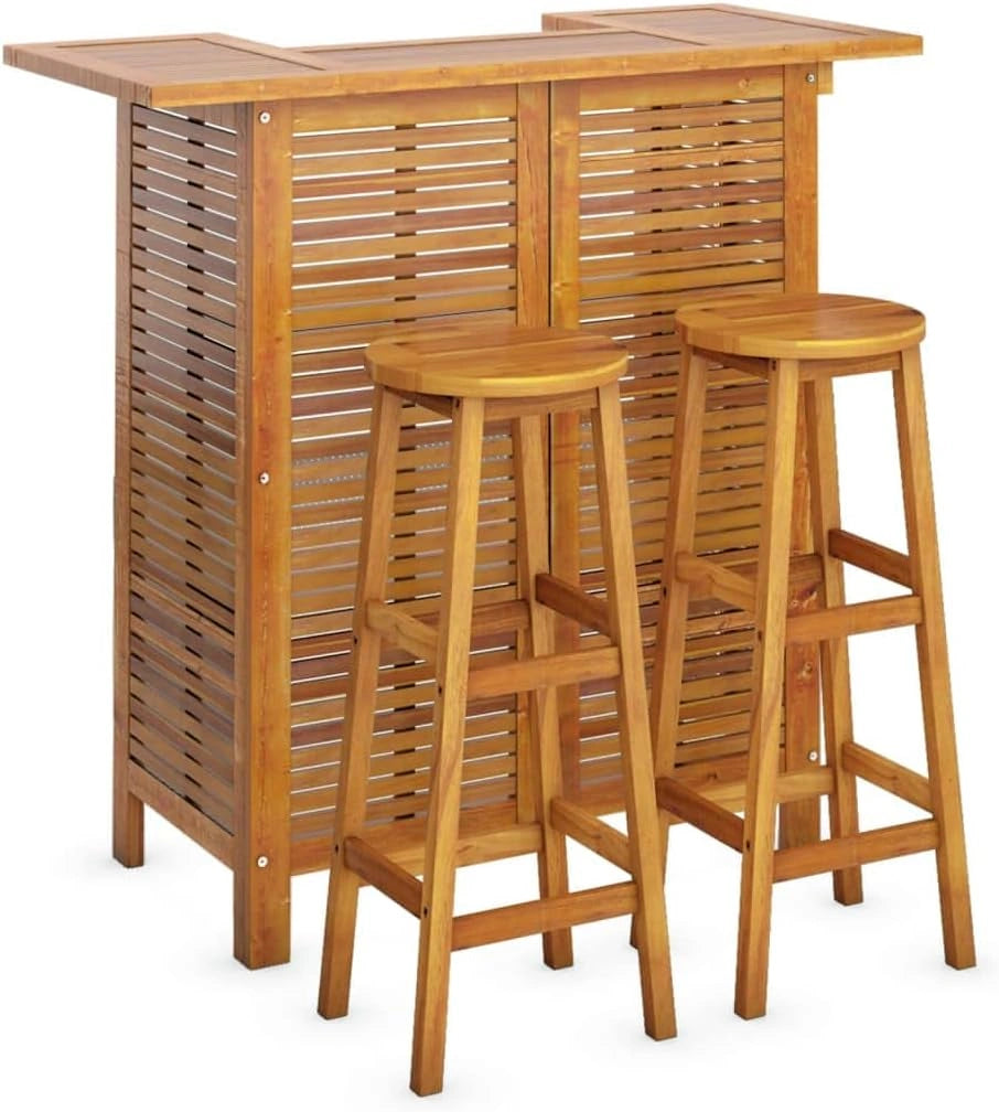 Ensemble de Bar en Bois d'Acacia pour Jardin - Table et Tabourets Ext¨¦rieurs