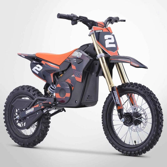 Moto ¨¦lectrique pour Enfants 1300W Cross Orion Orange 2021, Suspension Hydraulique et Freins ¨¤ Disque, Batterie 48V