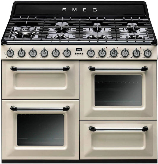 Cuisini¨¨re Smeg TR4110P1 Cr¨¨me - ¨¦nergie Classe A - Gaz et Four ¨¦lectrique Multifonction - Nettoyage Vapeur - Porte Froide