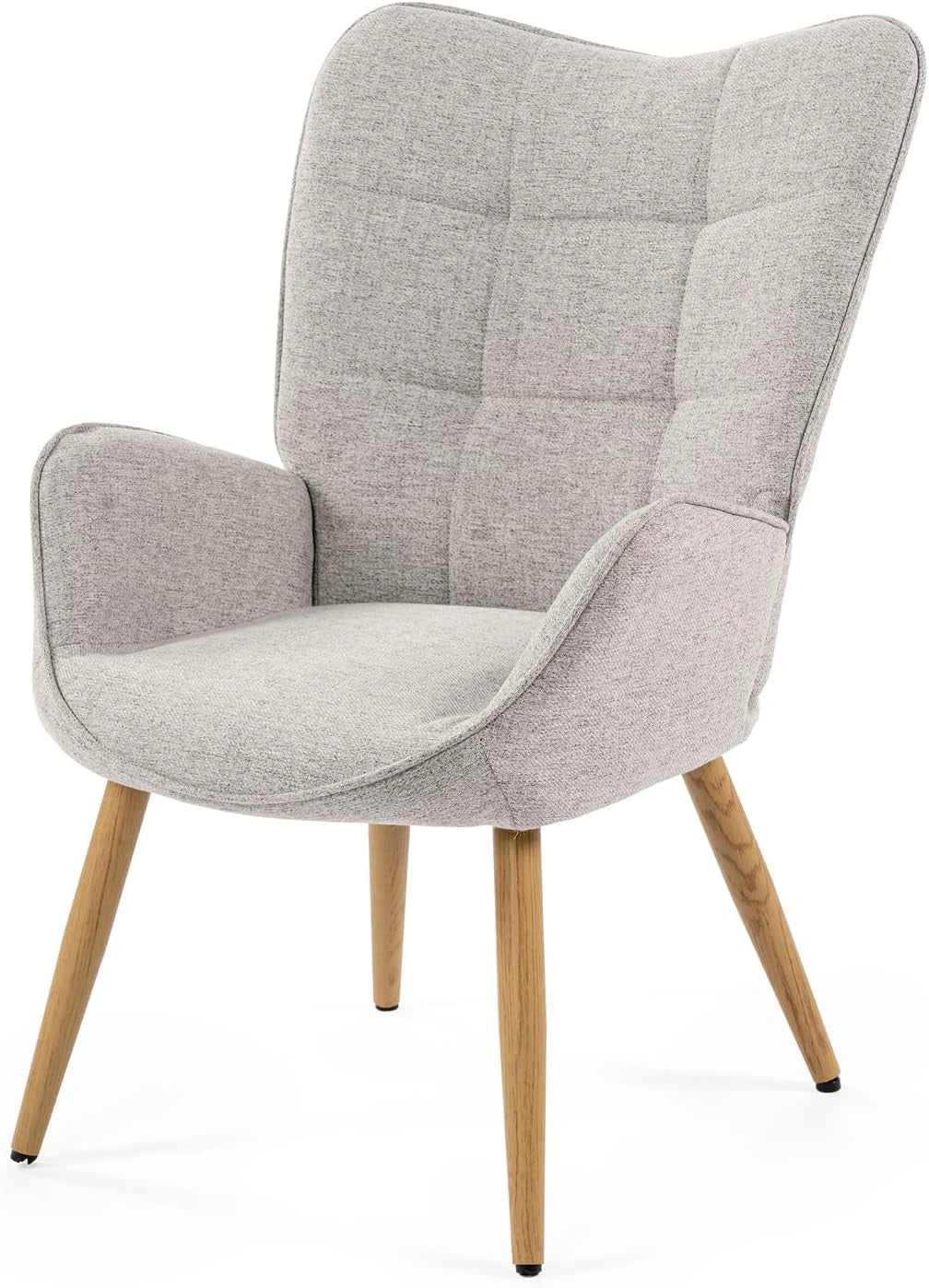 Fauteuil Scandinave Confortable avec Accoudoirs en Tissu Gris