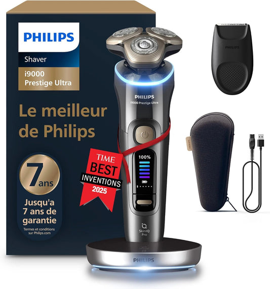 Rasoir ¨¦lectrique Philips Prestige Ultra i9000, Usage Sec et Humide, Technologie SkinIQ Pro, Lames NanoTech 360¡ã, Triple Lift & Cut, 5 Modes de Rasage, Mod¨¨le XP9402/11