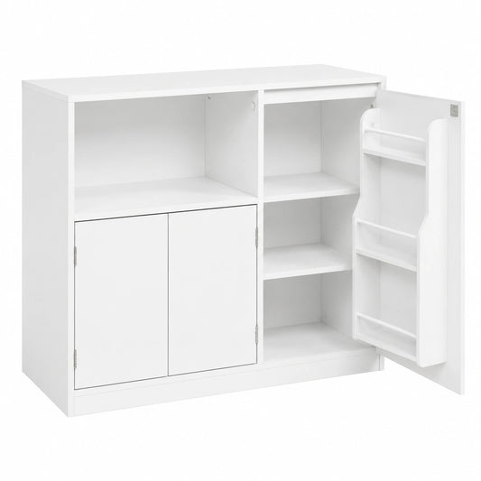 Buffet de Cuisine avec Espace Micro-ondes et Étagères Réglables - Blanc