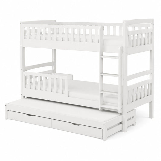 Lit mezzanine enfant 90x200 avec gigogne et tiroirs