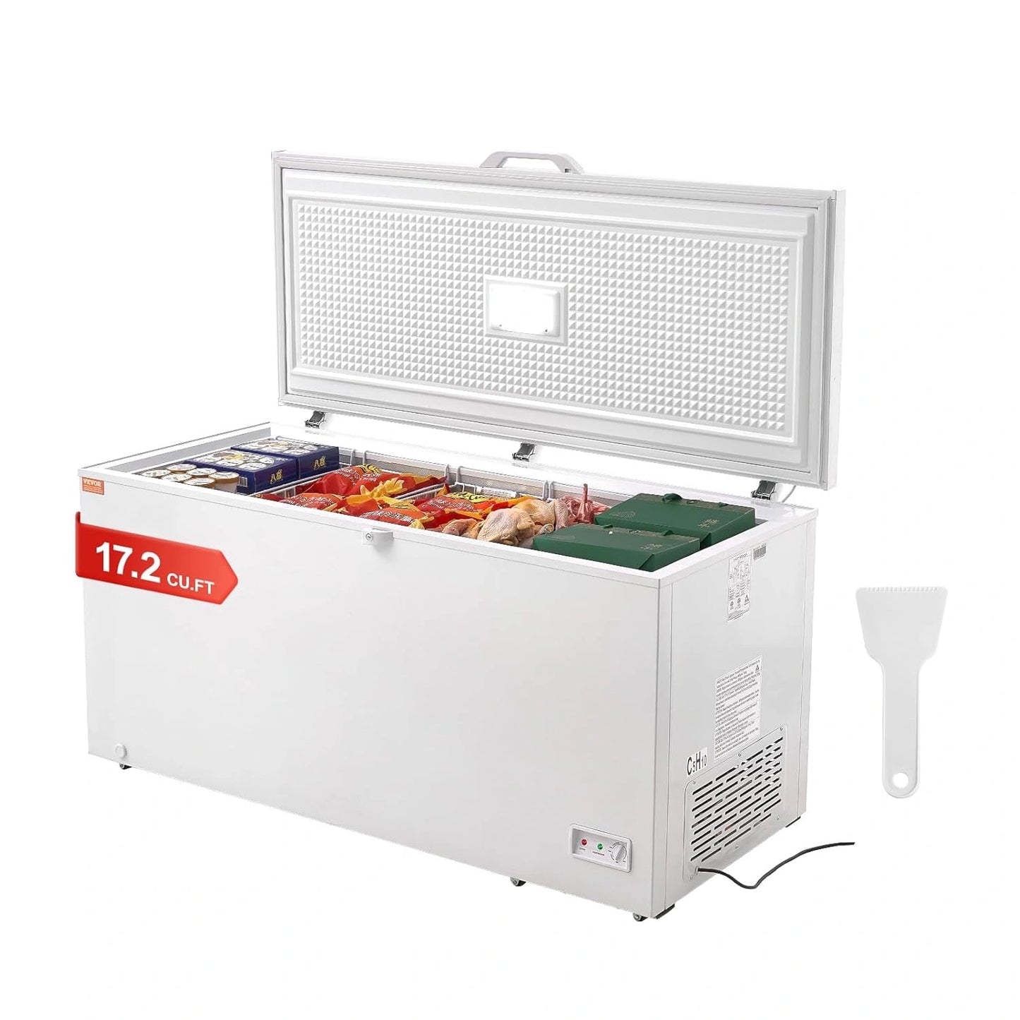 Cong¨¦lateur Coffre 488 L VEVOR avec 4 Paniers, Couvercle Verrouillable, Temp¨¦rature R¨¦glable, ¨¦clairage LED